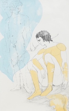 Dame Elisabeth Frink (1930-1993), colour lithograph, 'Apollo breathed power into Hector' from the Iliad, 24 x 15cm. Condition - good